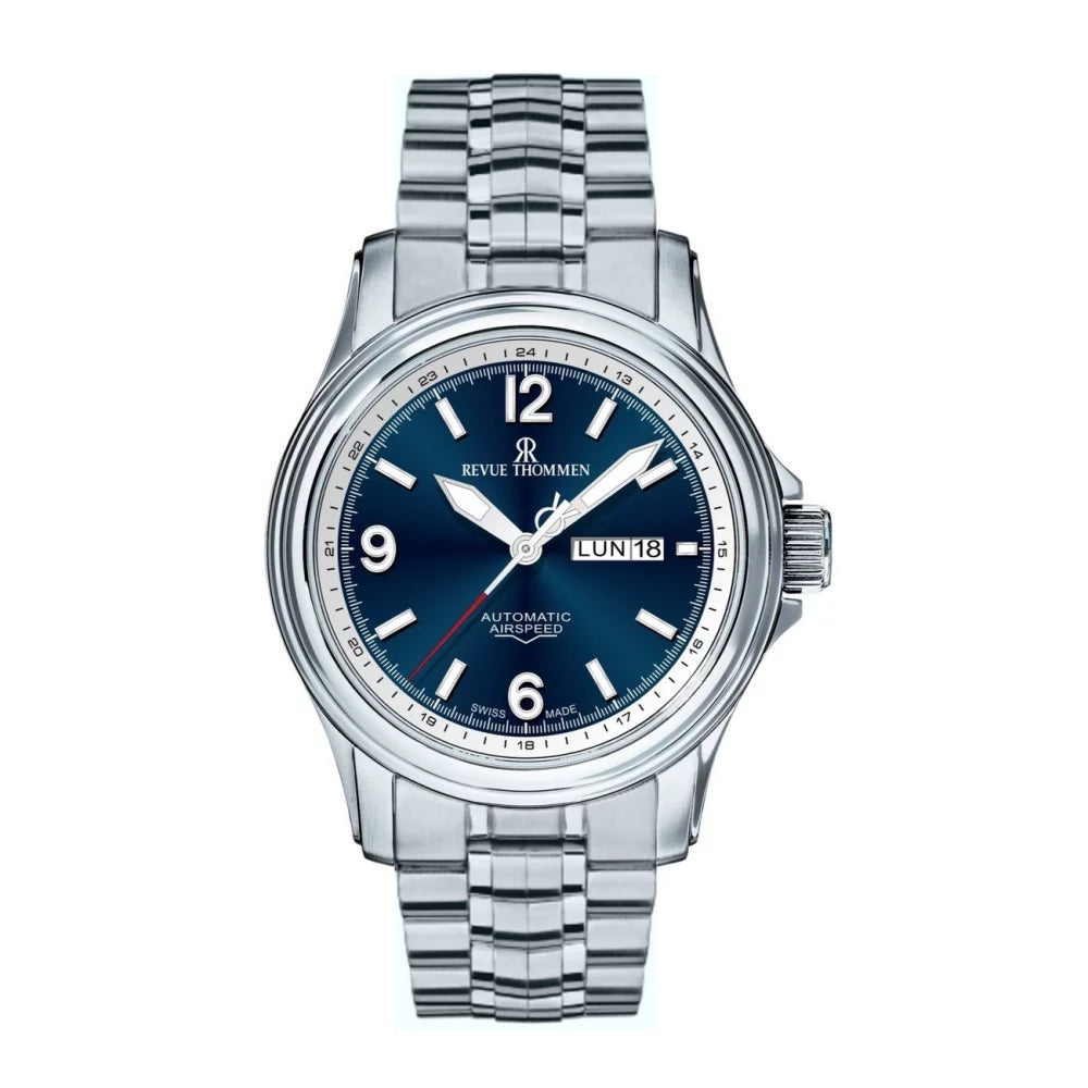 Revue Thommen Men's Airspeed 44mm Blue Automatic Watch