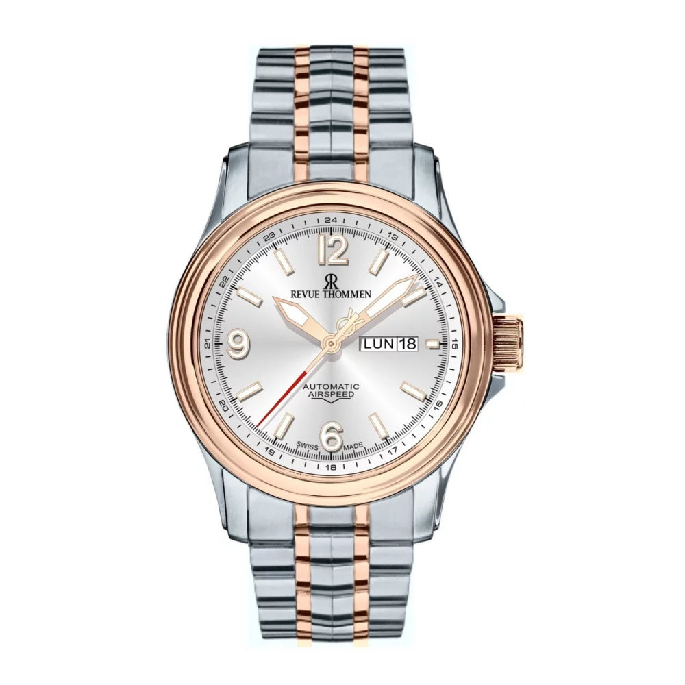 Revue Thommen Men's Airspeed XL 44mm Automatic Two-Tone Rose Gold Watch