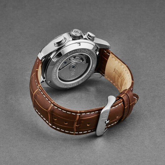 Revue Thommen Men's Airspeed XL 44mm Chronograph Silver Brown Automatic Watch