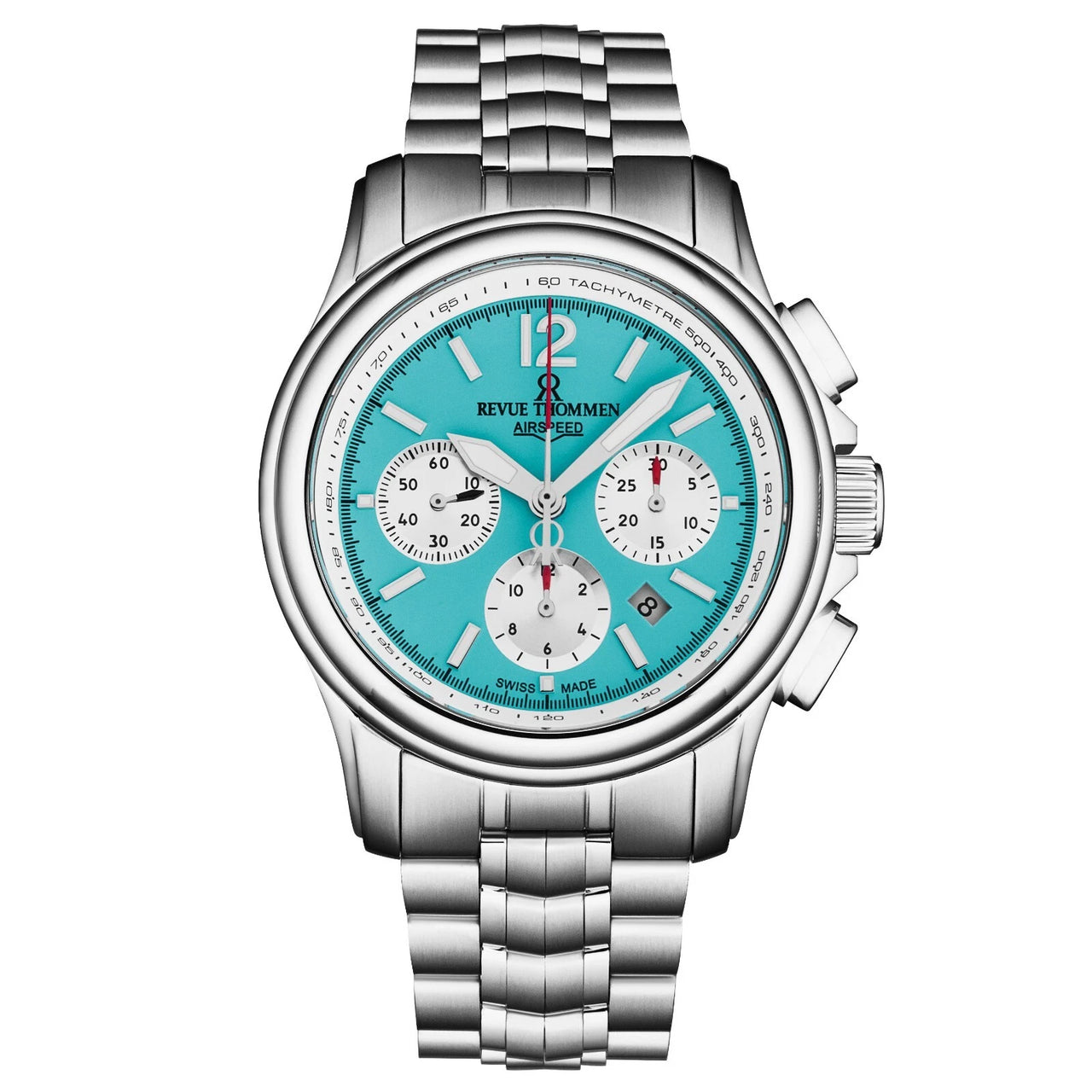 Revue Thommen Men's Airspeed XL 44mm Chronograph Automatic Glacier Blue Watch