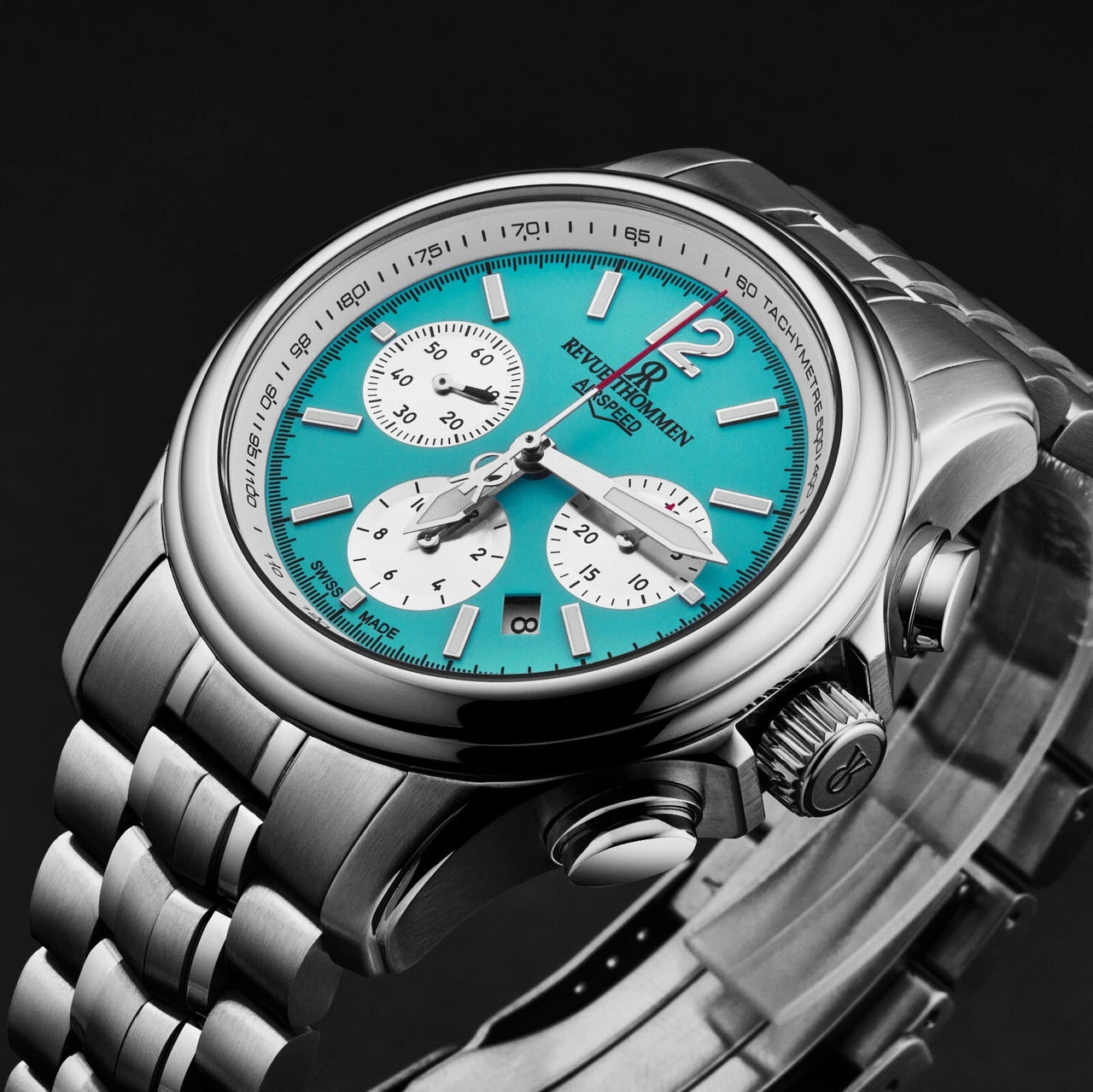 Revue Thommen Men's Airspeed XL 44mm Chronograph Automatic Glacier Blue Watch