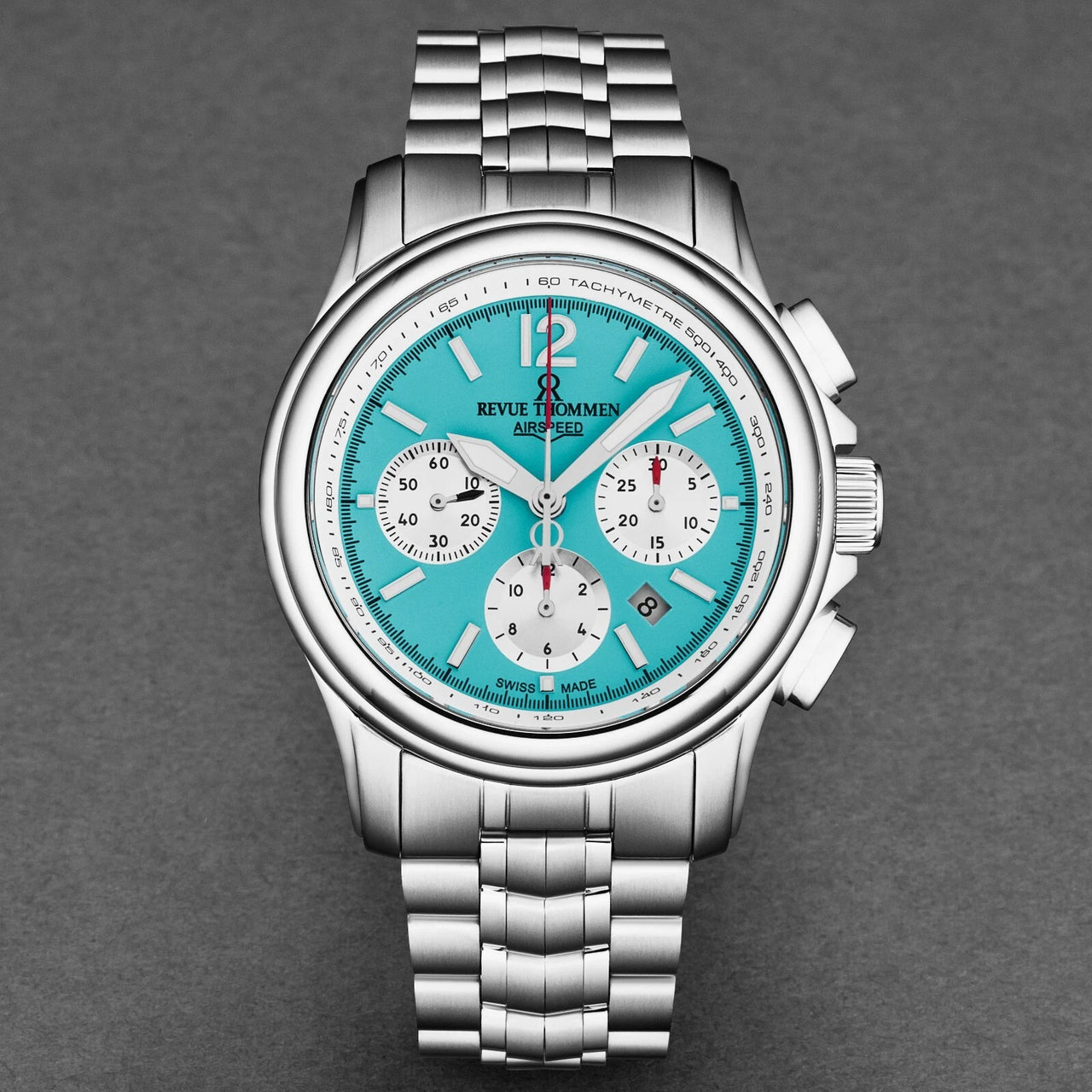 Revue Thommen Men's Airspeed XL 44mm Chronograph Automatic Glacier Blue Watch