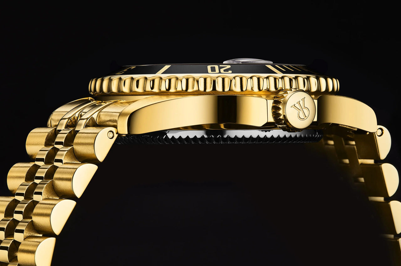 Revue Thommen Diver Men's 42mm Black Gold Automatic Watch