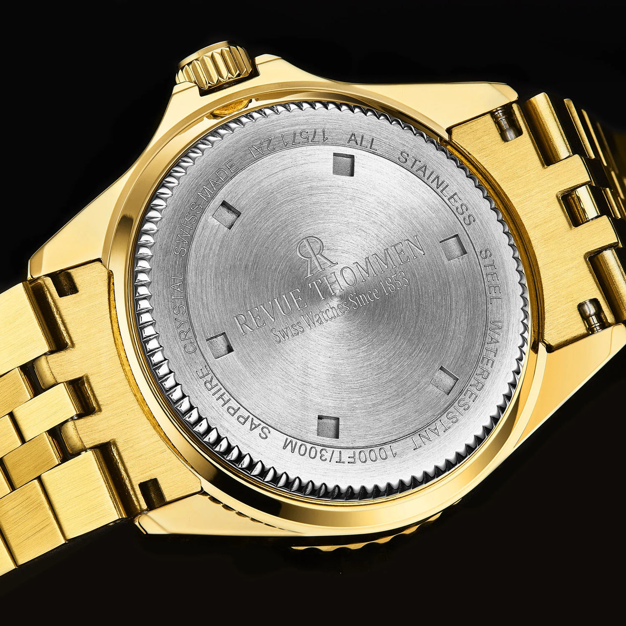 Revue Thommen Diver Men's 42mm Black Gold Automatic Watch