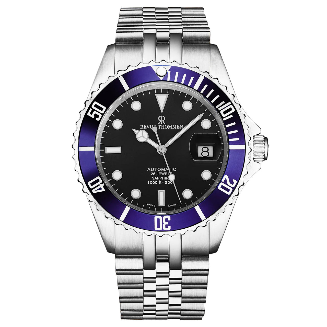 Revue Thommen Black Dial Steel 'Diver' Automatic Men's Watch