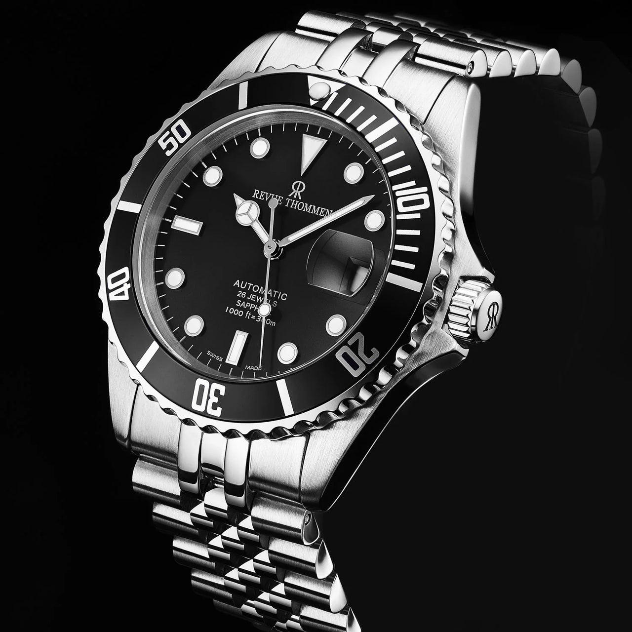Revue Thommen Men's Diver 42mm Black Stainless Steel Automatic Watch