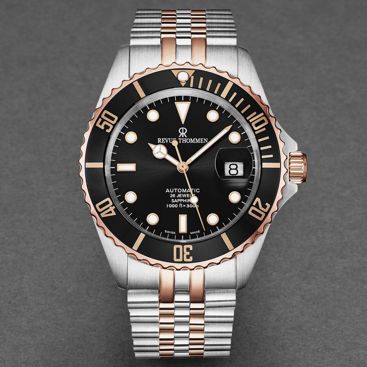 Revue Thommen Men's Diver 42mm Black Two-Tone Automatic Watch