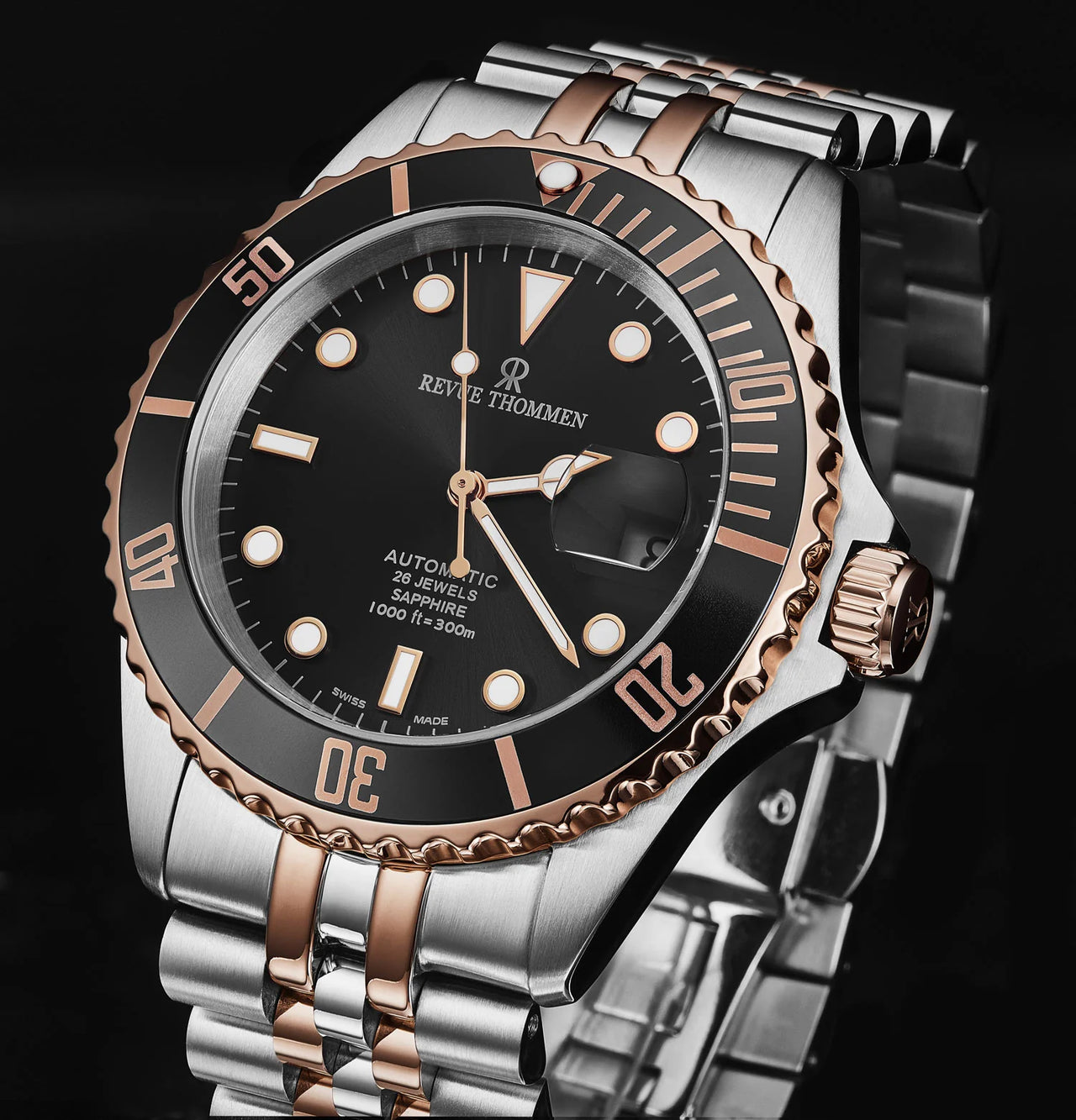 Revue Thommen Men's Diver 42mm Black Two-Tone Automatic Watch