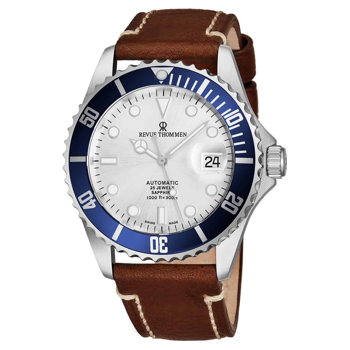 Revue Thommen Diver Men's 42mm Silver Brown Automatic Watch