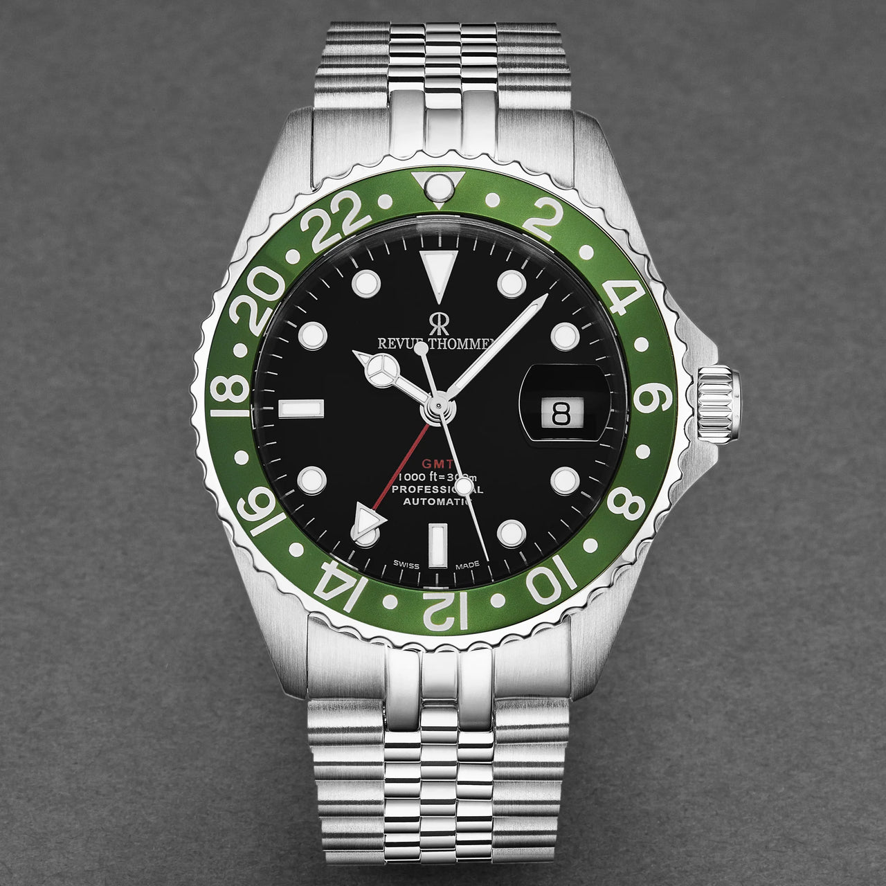 Revue Thommen Diver Black Dial GMT 42mm Automatic Men's Watch