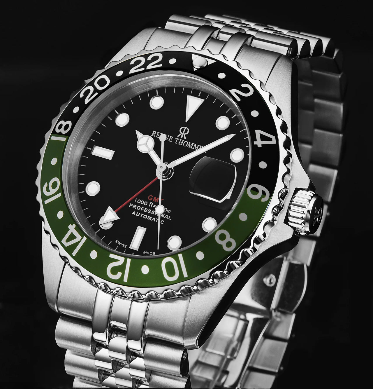 Revue Thommen 'Diver' Black Dial Steel 42mm Automatic Men's Watch