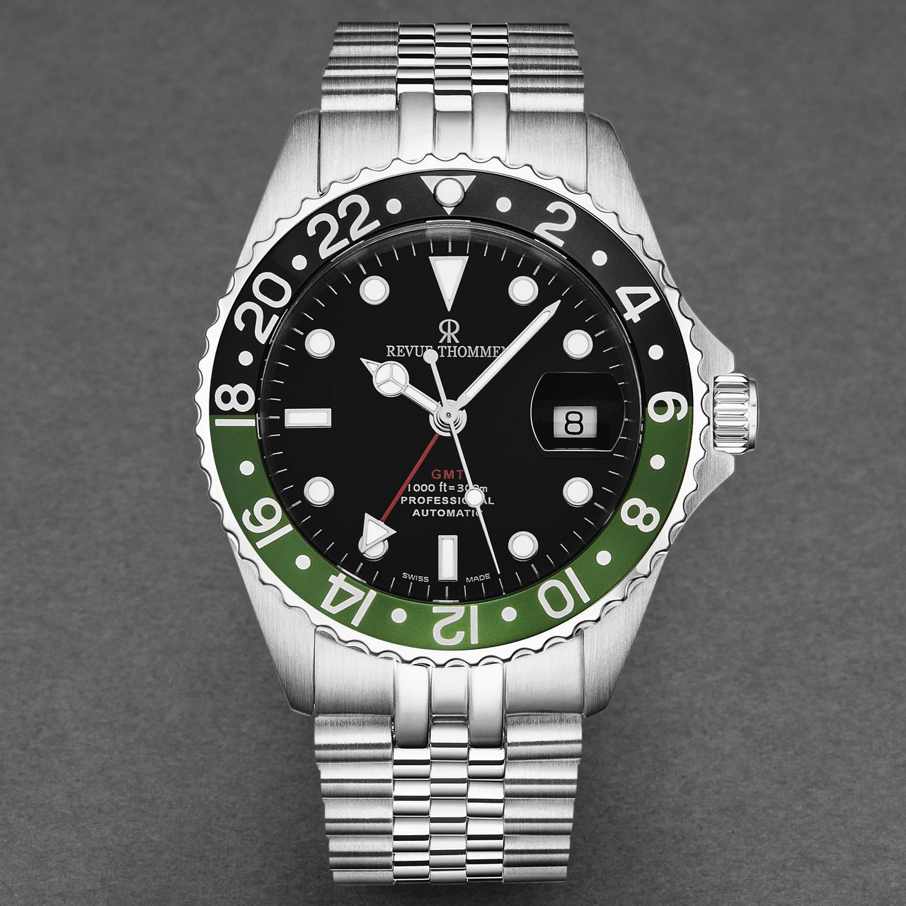 Revue Thommen 'Diver' Black Dial Steel 42mm Automatic Men's Watch