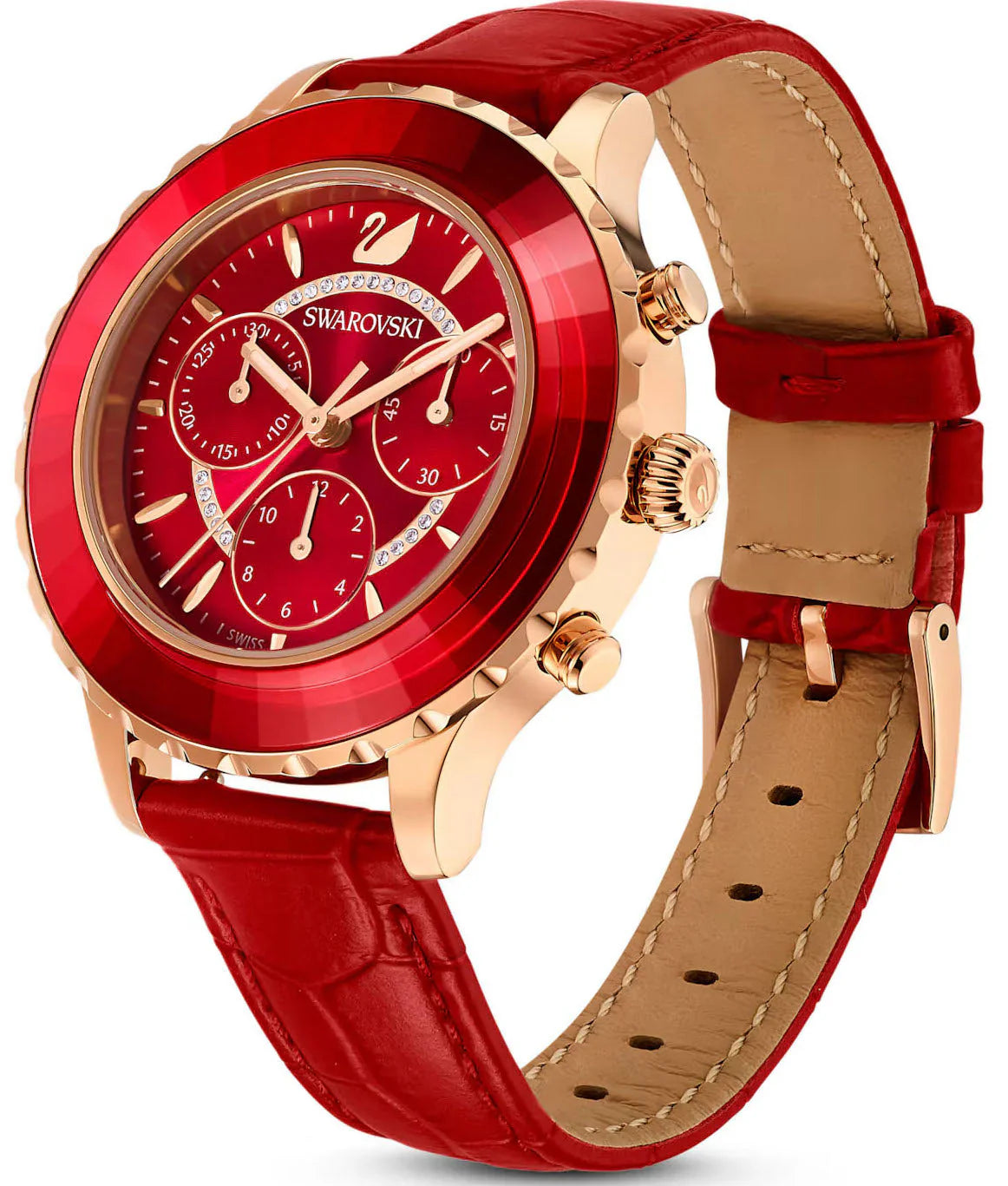 Swarovski Octea Lux Chrono Ladies Red Watch 5646975