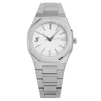 Thumbnail for Three Square Men's Silver White Quartz 38mm Stainless Steel Watch