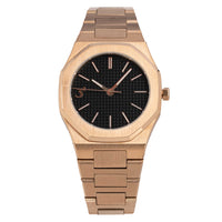 Thumbnail for Three Square Quartz Men's Rose Gold Black Stainless Steel Watch