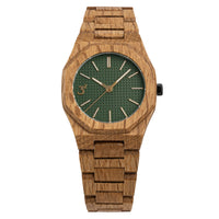 Thumbnail for Three Square Men's Wood Green Gold Quartz Watch