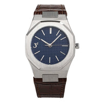 Thumbnail for Three Square Men's Silver Blue Quartz Brown Leather Watch