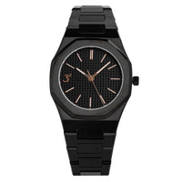 Thumbnail for Three Square Men's Black Rose Gold Quartz Stainless Steel Watch