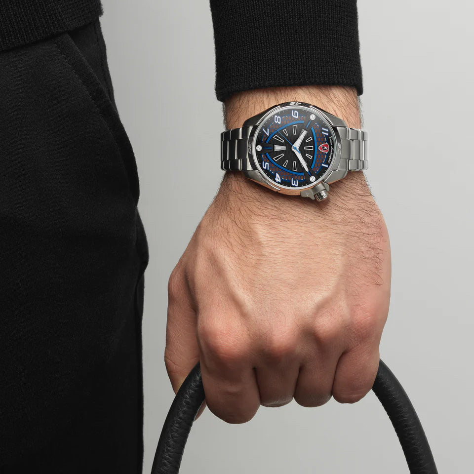 Tonino Lamborghini Men's Watch 42mm Shock ABS Silver Blue