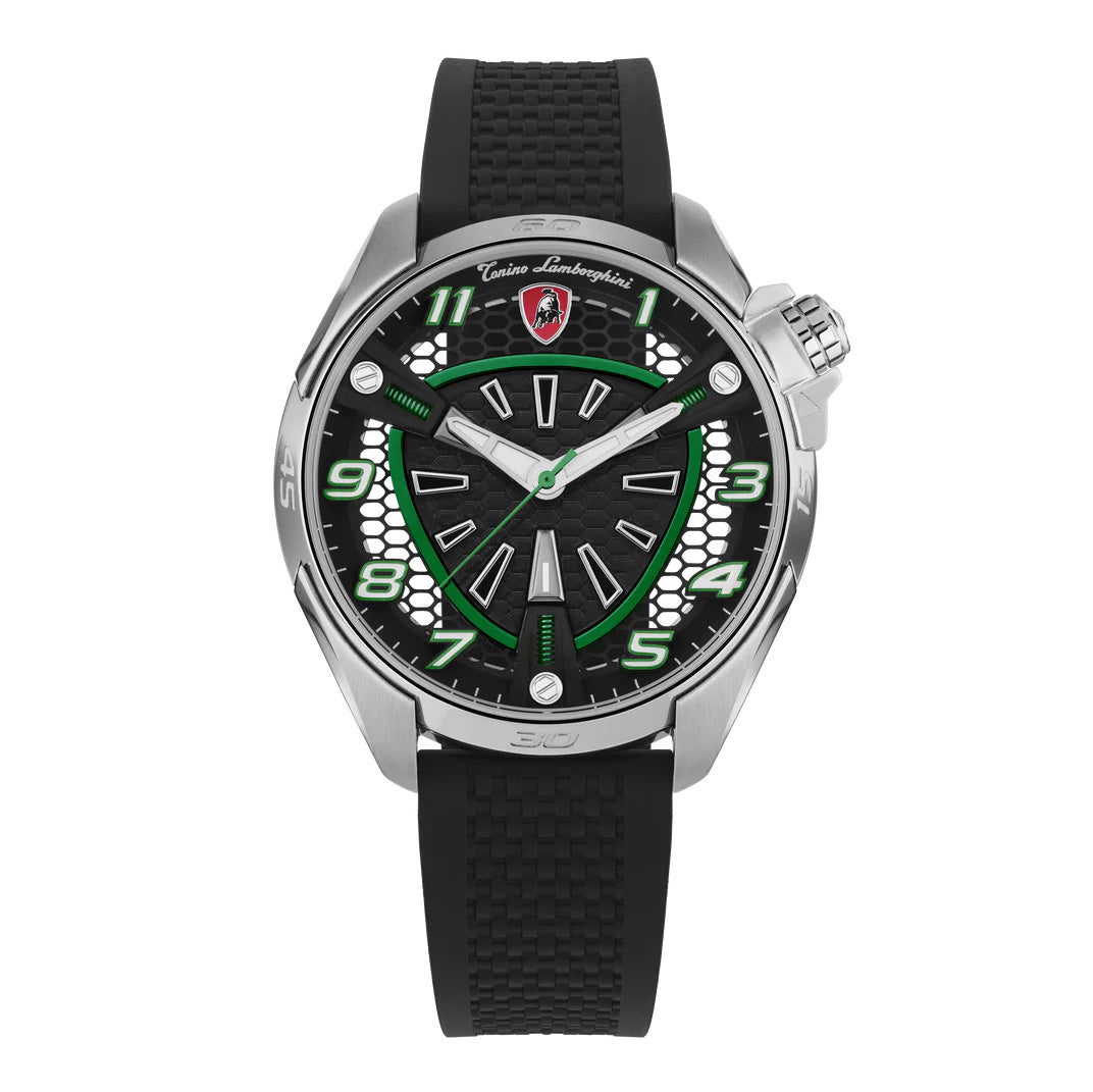 Tonino Lamborghini Men's Watch 42mm Shock ABS Silver Green