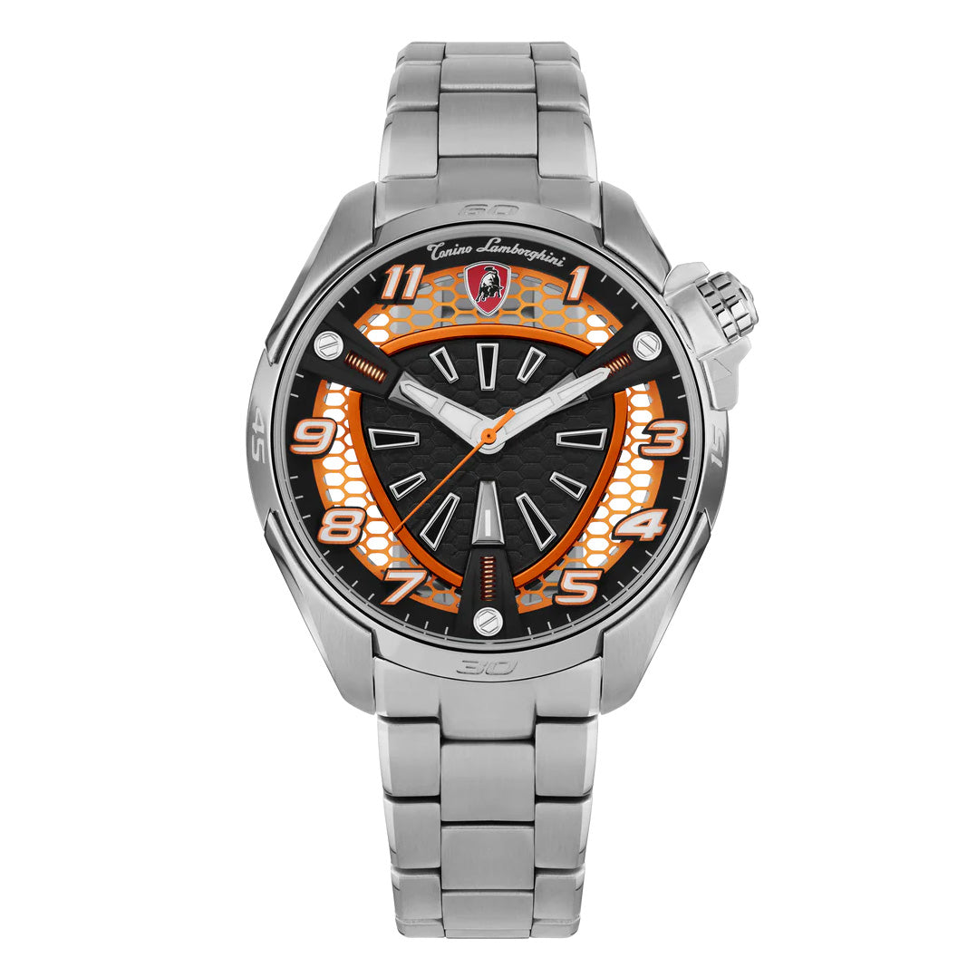 Tonino Lamborghini Men's Watch 42mm Shock ABS Silver Orange