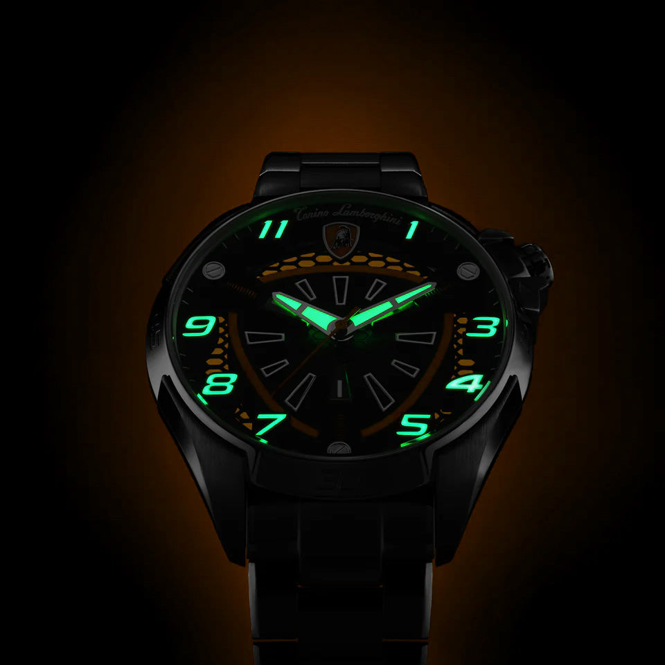 Tonino Lamborghini Men's Watch 42mm Shock ABS Silver Orange