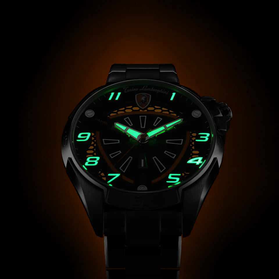 Tonino Lamborghini Men's Watch 42mm Shock ABS Silver Orange