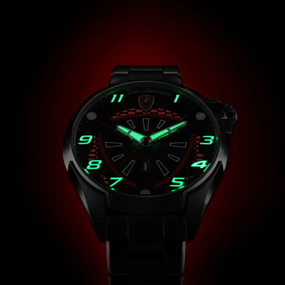 Tonino Lamborghini Men's Watch 42mm Shock ABS Silver Red