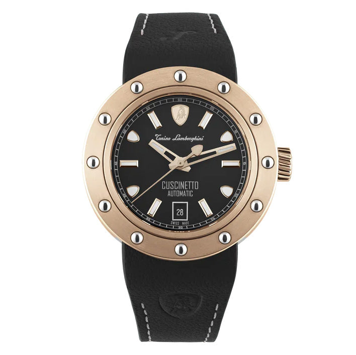 Tonino Lamborghini Men's Watch 42mm Cuscinetto Rose Gold Black