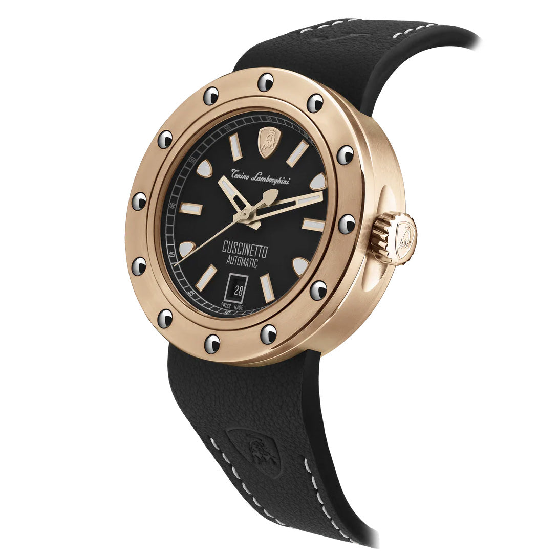 Tonino Lamborghini Men's Watch 42mm Cuscinetto Rose Gold Black