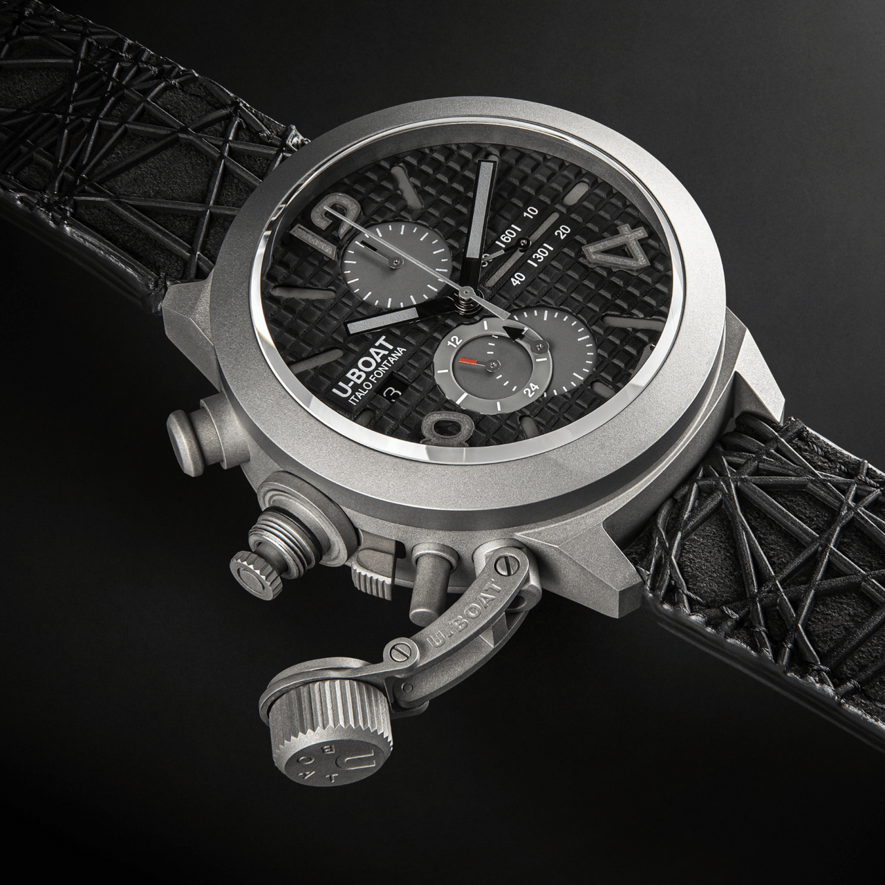 U-Boat Men’s Watch 45mm Classico Titanium Tungsten Chronograph Black