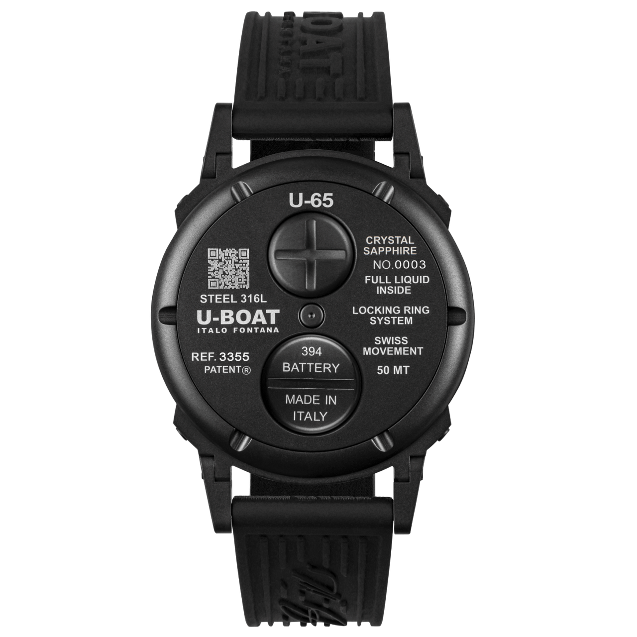 U-Boat Men's Watch 44mm U-65 Black PVD Stainless Steel