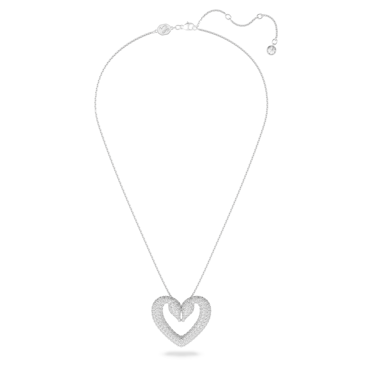 Swarovski Una Pendant Heart Large Necklace White Rhodium Plated 5626176