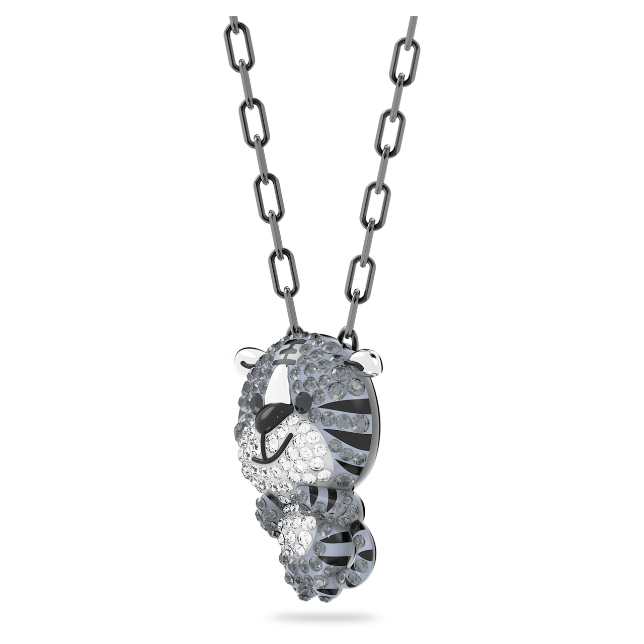 Swarovski Zodiac Tiger Pendant Necklace Grey Ruthenium Plated 5623750