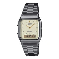 Thumbnail for Casio Watch Vintage Retro Dual Time Champagne Steel AQ-230GG-9ADF