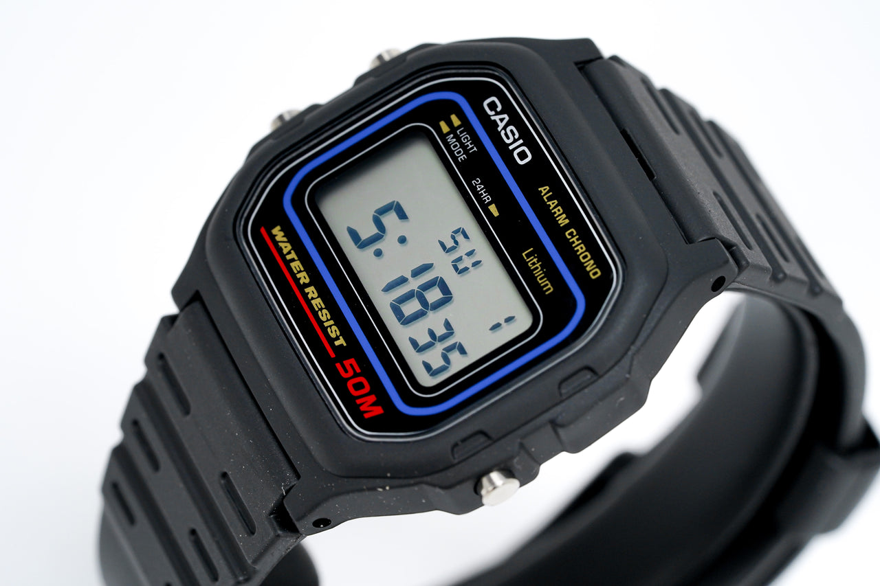 Casio Watch Alarm Chronograph Digital Black W-59-1VQ – Watches & Crystals