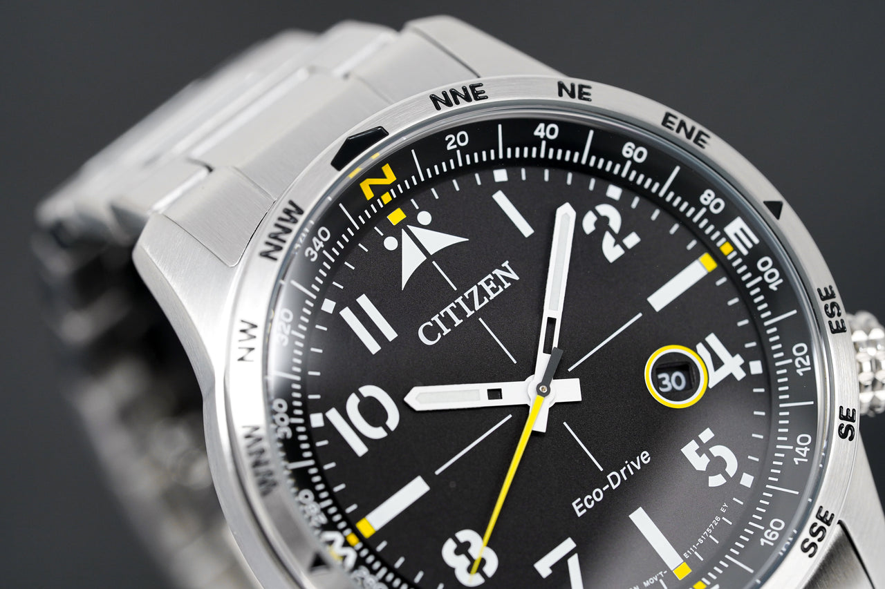 Black Watches Eco-Drive BM7550-87E Men\'s Aviator Watch Crystals Citizen – &
