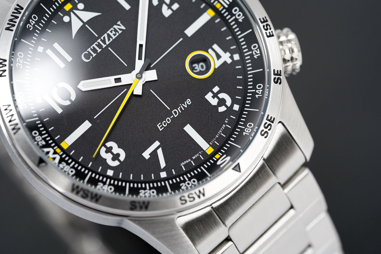 BM7550-87E & Aviator Men\'s Watch – Black Watches Crystals Eco-Drive Citizen