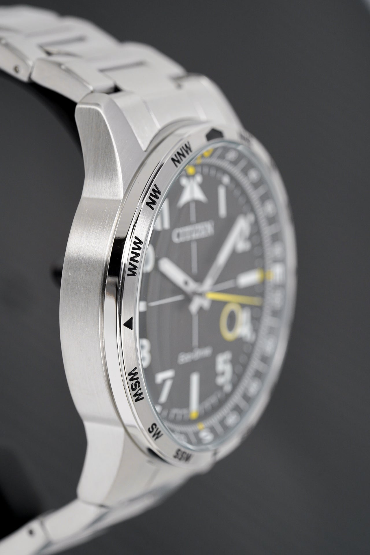 & Citizen Black Watches Eco-Drive Crystals – Watch BM7550-87E Aviator Men\'s