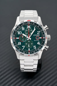 Thumbnail for Citizen Men's Watch Eco-Drive Chrono Aviator Green CA0791-81X