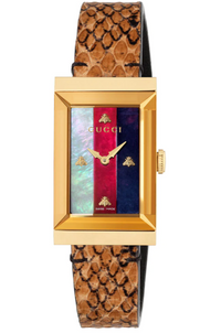 Thumbnail for Gucci Watch G-Frame Ladies 21mm Stripe Yellow Gold