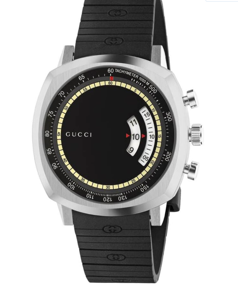 Gucci Watch Grip 40mm Silver Black Rubber