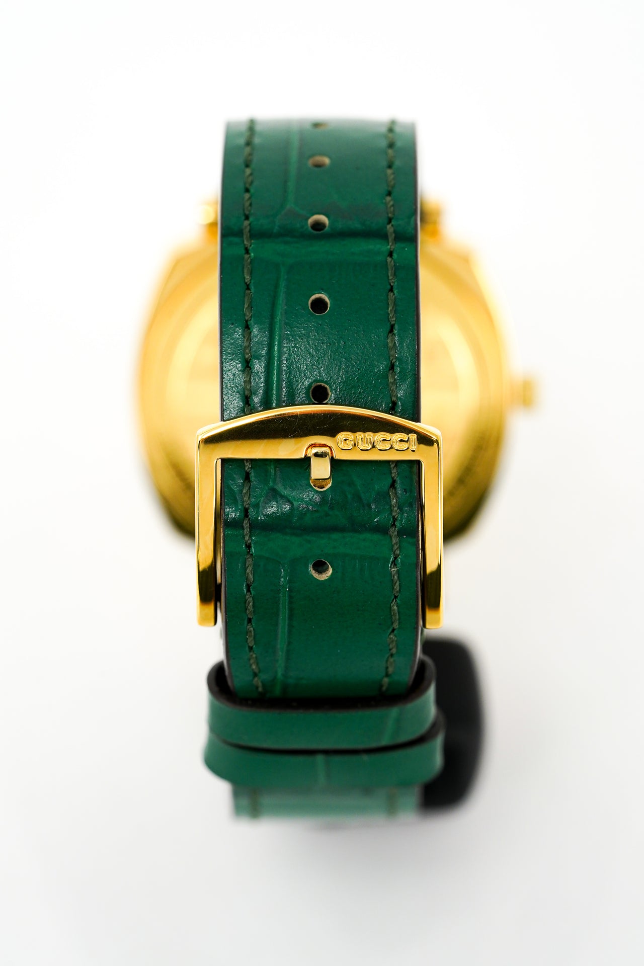 Gucci Watch Grip 35mm Yellow Gold Green Alligator