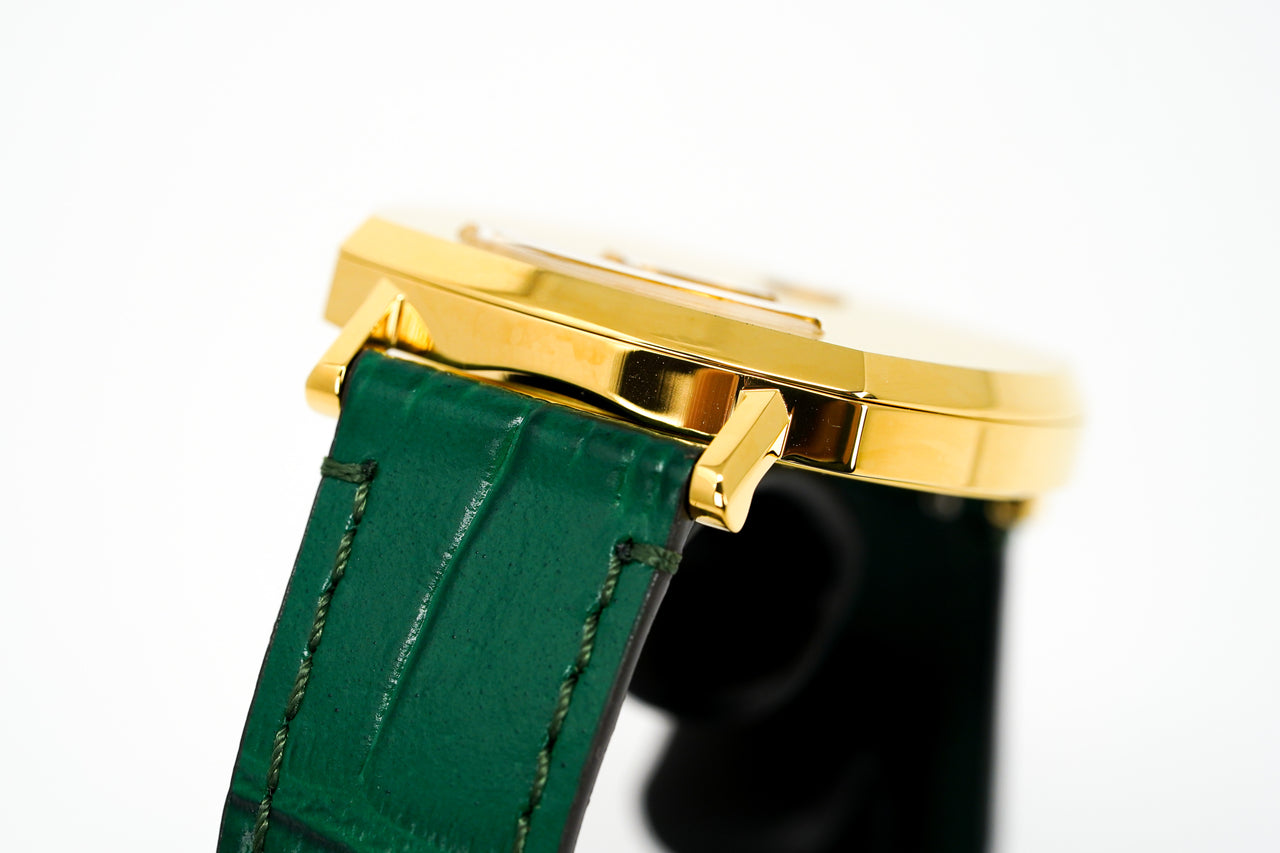 Gucci Watch Grip 35mm Yellow Gold Green Alligator