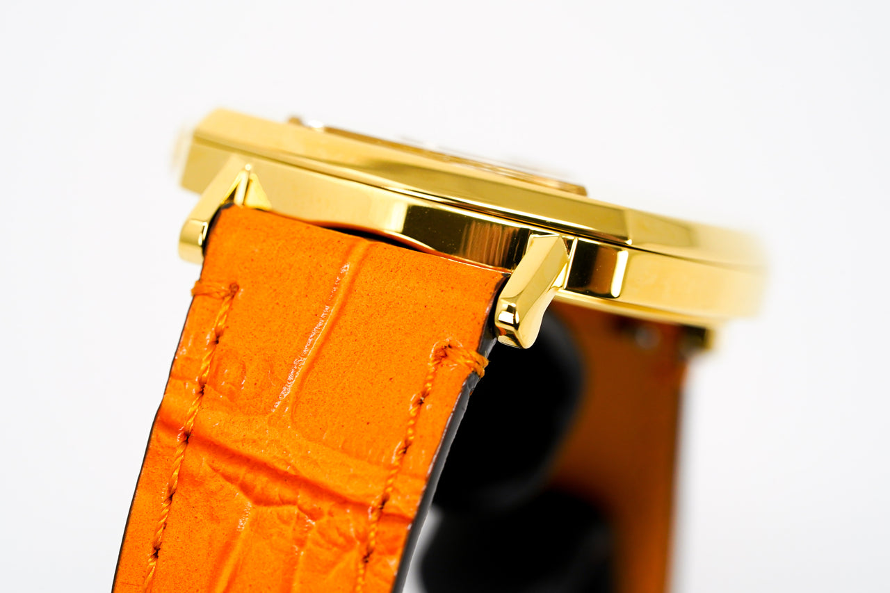 Gucci Watch Grip 35mm Gold PVD Orange Alligator