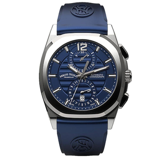 Armand Nicolet Men s Chronograph Watch J09 3 Blue Rubber