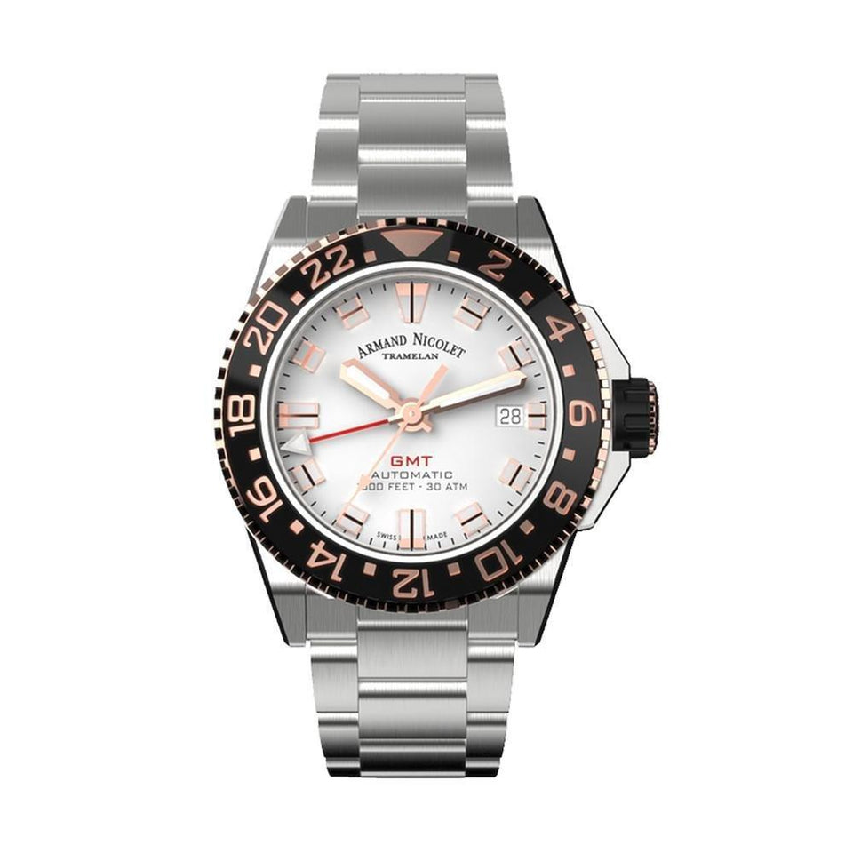 Armand Nicolet JS9-41 GMT Silver Stainless Steel – Watches 