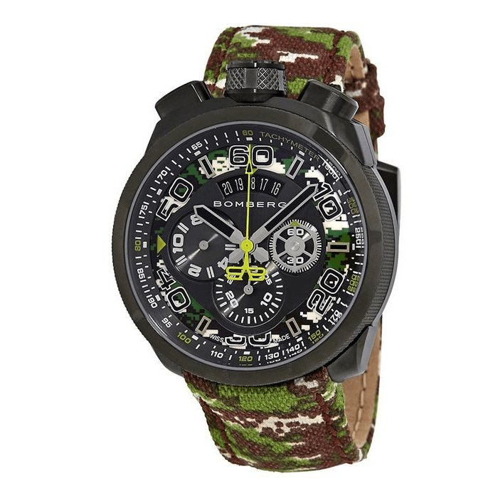 Bomberg Men's Chronograph Watch BOLT-68 Forrest Camo Limited Edition BS45CHPGM.038.3 - Watches & Crystals