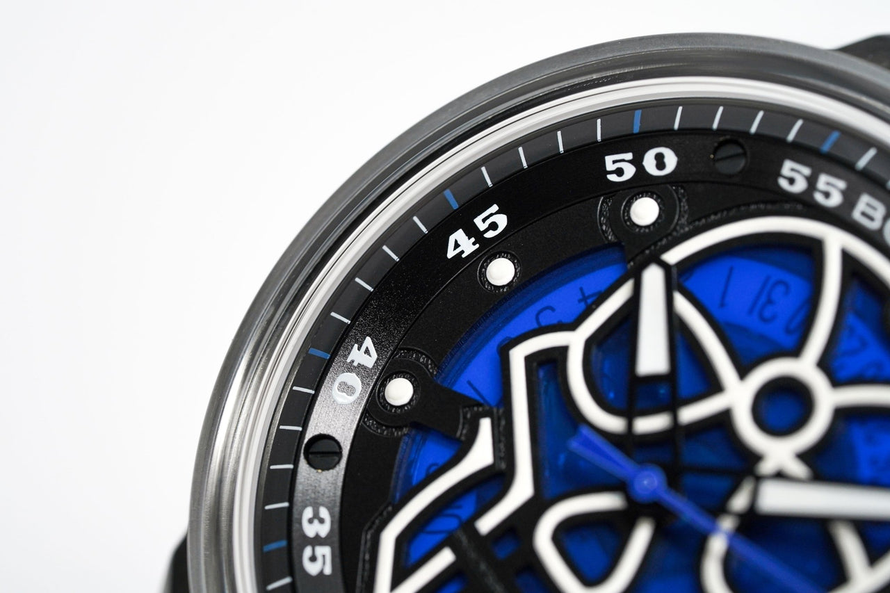 Bomberg Men's Watch BB-01 Black PVD Blue Skull CT43APBA.23-2.11 - Watches & Crystals