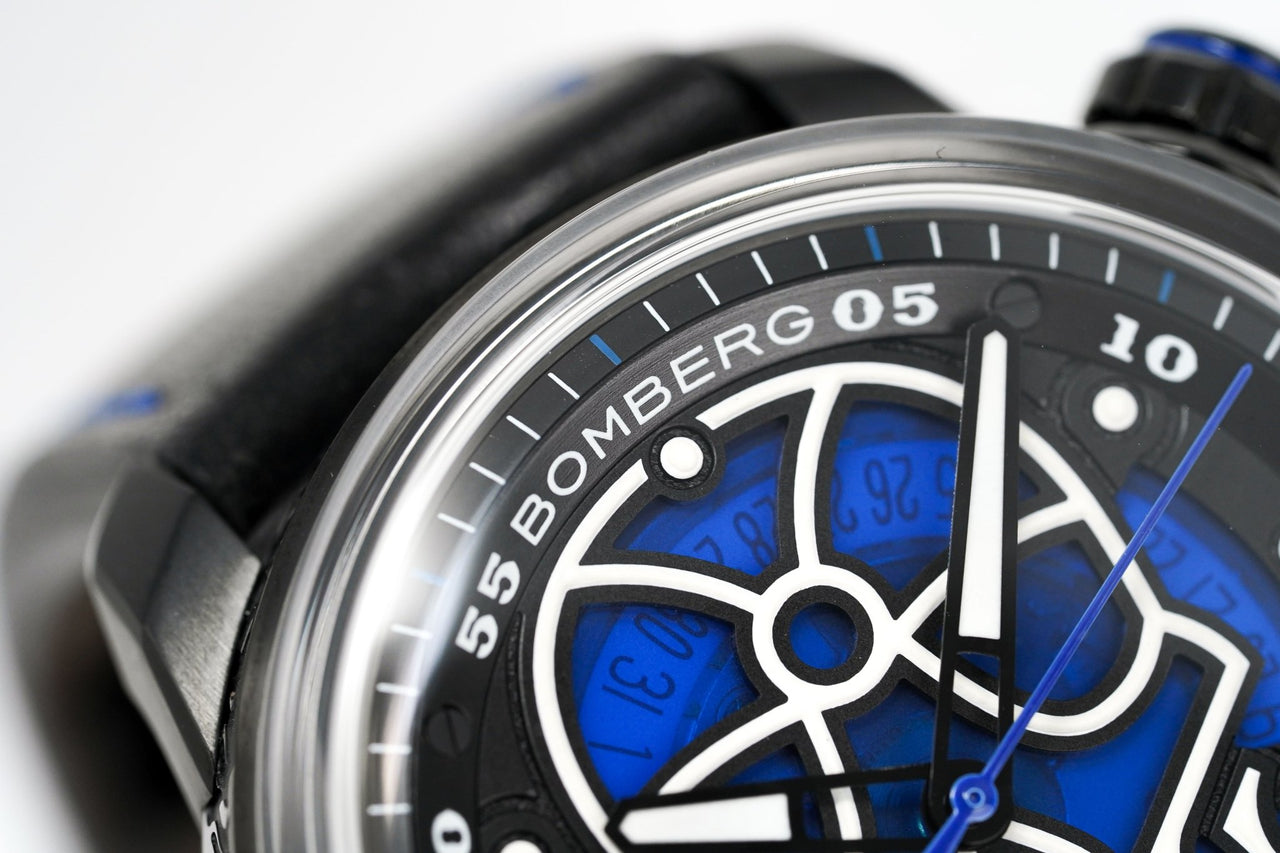 Bomberg Men's Watch BB-01 Black PVD Blue Skull CT43APBA.23-2.11 - Watches & Crystals